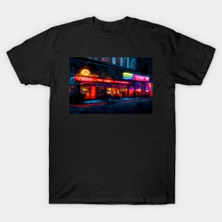 London City Street View At Night In Neonlight / London, England T-Shirt